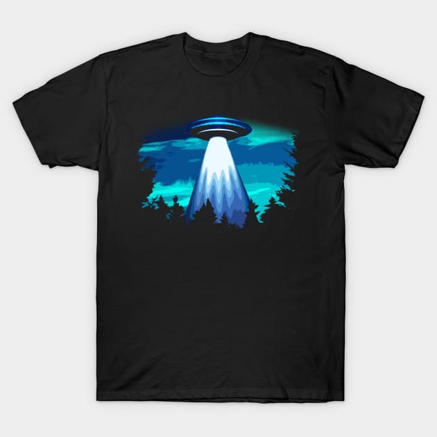 UFO Over the Woods T-Shirt by robotface